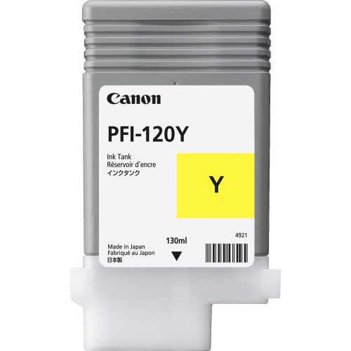 Canon PFI-120Y Yellow, sárga színű 130 ml-es tintapatron TM-200, TM-255, TM-300, TM-350 nyomtatókhoz